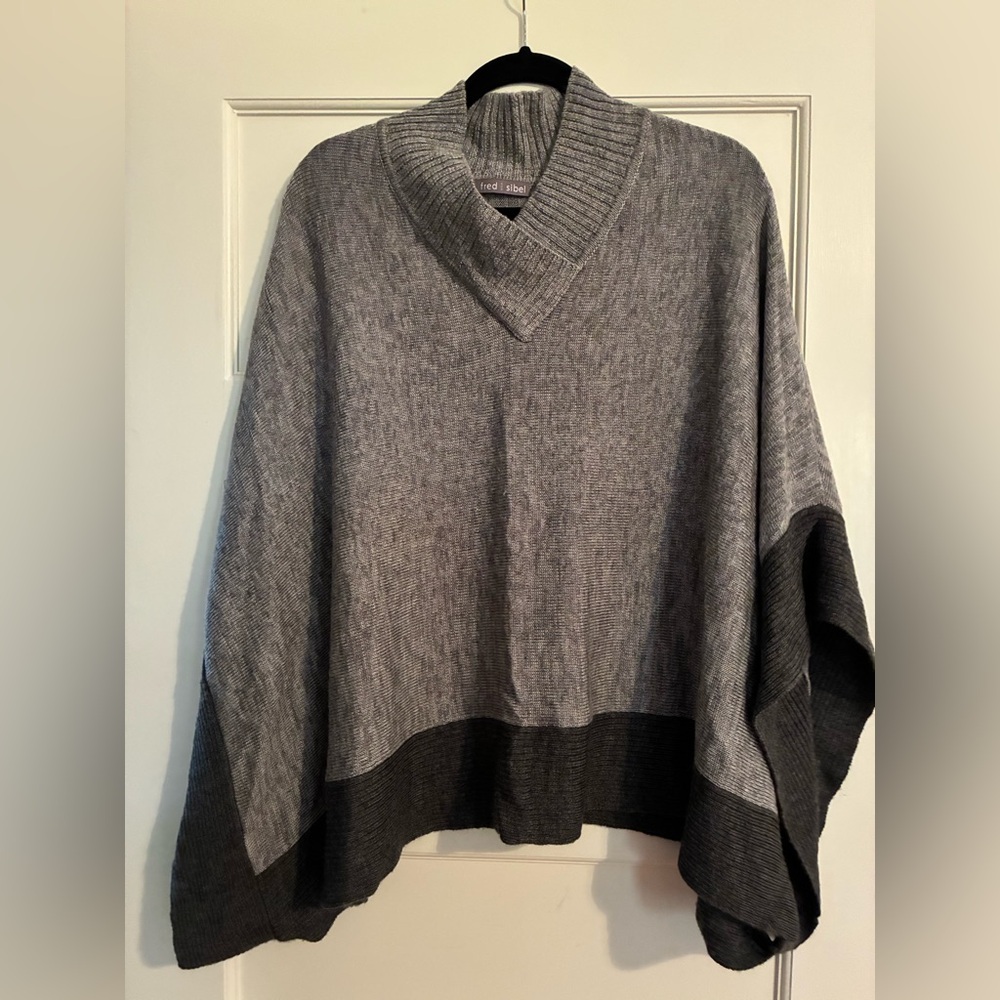 Gray and Black Knit Poncho